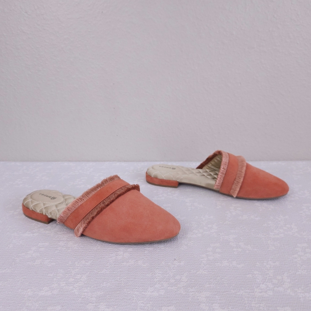 Birdies Coral Suede Fringe Backless Flats - Picture 3 of 10